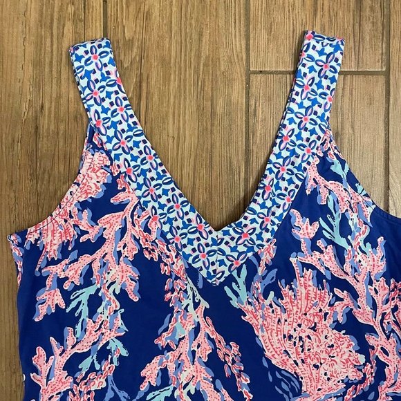 Lilly Pulitzer Madsen Midi Dress in Borealis Blue/Swim on Over- Size XL - Picture 9 of 10